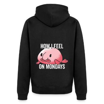 Comment je me sens le lundi Propriétaire de Blobfish - Veste à capuche bio Premium Unisexe - noir - Dos - Nico (187cm)
