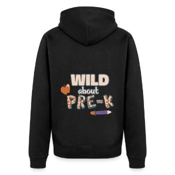Wild About Pre-K Lehrer Schule Pre-K Tier Drucken - Unisex Premium Bio Zip Hoodie - Schwarz - Hinten - Nico (187cm)