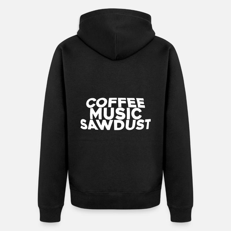 Café, Musique, Sciure de bois - Veste à capuche bio Premium Unisexe - noir