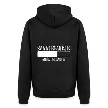 Baggerfahrer Spruch Lustiges Baggerfahrer Geschenk - Unisex Premium Bio Zip Hoodie - Schwarz - Hinten - Nico (187cm)
