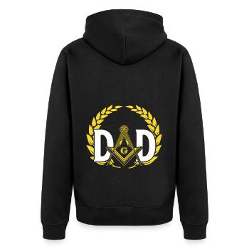 Masonic Freemasonry Fraternal - Unisex Premium Bio Zip Hoodie - Schwarz - Hinten - Nico (187cm)