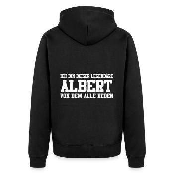Albert Name Design - Unisex Premium Bio Zip Hoodie - Schwarz - Hinten - Nico (187cm)
