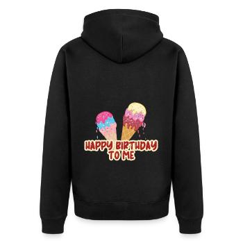 Happy Birthday To Me Eiscreme Party Kinder - Unisex Premium Bio Zip Hoodie - Schwarz - Hinten - Nico (187cm)