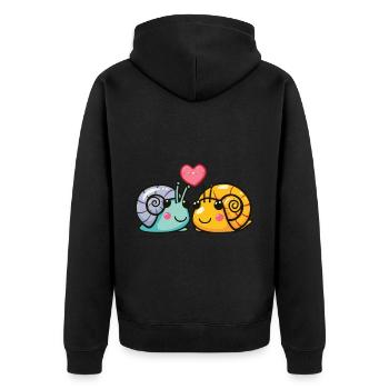 Schnecke Paar Liebe Couple Verliebt - Unisex Premium Bio Zip Hoodie - Schwarz - Hinten - Nico (187cm)