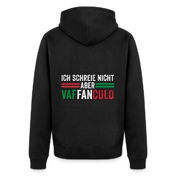 Italien Italiener Vaffanculo - Unisex Premium Bio Zip Hoodie - Schwarz - Hinten - Nico (187cm)