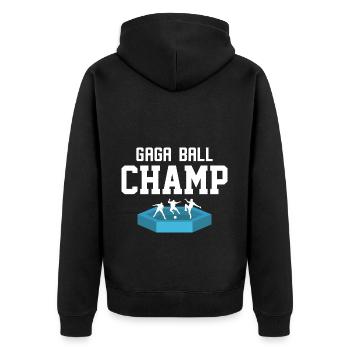 Gaga Ball Champ Gewinnt Jedes Spiel - Unisex Premium Bio Zip Hoodie - Schwarz - Hinten - Nico (187cm)