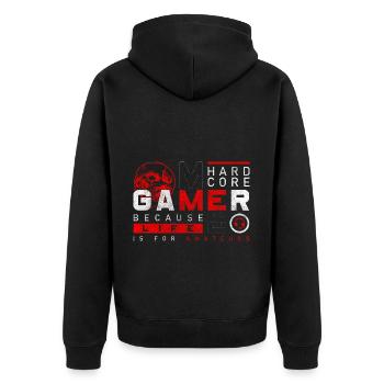 Gaming Online Liga Spielen - Unisex Premium Bio Zip Hoodie - Schwarz - Hinten - Nico (187cm)