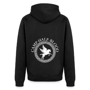 Camp Halbblut Vintage - Unisex Premium Bio Zip Hoodie - Schwarz - Hinten - Nico (187cm)