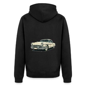 Oldtimer US Car - Klassischer Straßenkreuzer 50er - Unisex Premium Bio Zip Hoodie - Schwarz - Hinten - Nico (187cm)