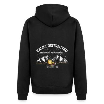 Sandwich motorcycle motorcyclist biker gift - Unisex Premium Organic Zip Hoodie - black - Back - Nico (187cm)