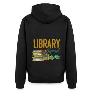 Library Squad Bookworm Reader Book Lover - Unisex Premium Bio Zip Hoodie - Schwarz - Hinten - Nico (187cm)