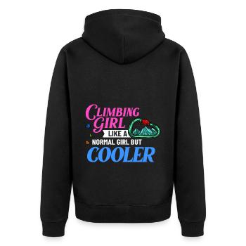 Felsklettern Klettern Indoor Bouldern Mädchen Wand - Unisex Premium Bio Zip Hoodie - Schwarz - Hinten - Nico (187cm)