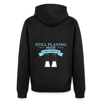 Pool Guy Design for PoolBoy and Pool Cleaner - Unisex Premium Organic Zip Hoodie - black - Back - Nico (187cm)