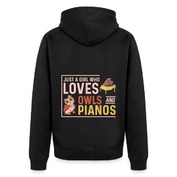 Just A Girl Who Loves Owls And Pianos - Unisex Premium Bio Zip Hoodie - Schwarz - Hinten - Nico (187cm)
