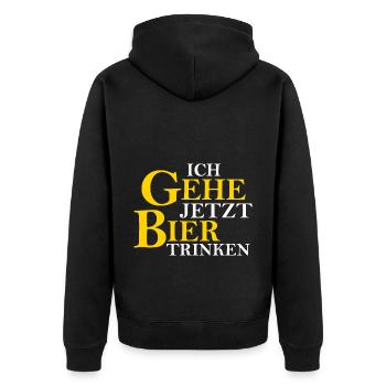 Bier Trinken Biertrinker Bierliebhaber Party - Unisex Premium Bio Zip Hoodie - Schwarz - Hinten - Nico (187cm)