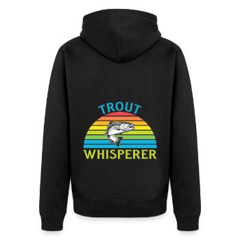 Angeln Angler Angelrute - Unisex Premium Bio Zip Hoodie - Schwarz - Hinten - Nico (187cm)