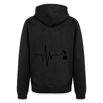 Barber Puls - Unisex Premium Bio Zip Hoodie - Schwarz - Hinten - Nico (187cm)