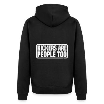 Kickers Are People Too 21 - Unisex Premium Bio Zip Hoodie - Schwarz - Hinten - Nico (187cm)