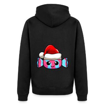 Bonbons Weihnachten Comic Xmas - Unisex Premium Bio Zip Hoodie - Schwarz - Hinten - Nico (187cm)