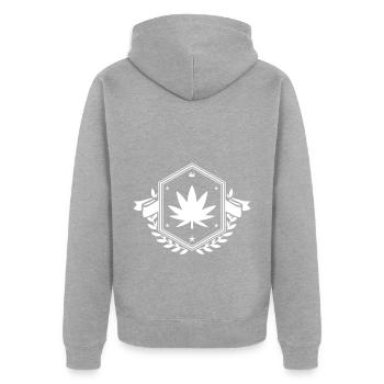 Hemp leaf coat of arms - Unisex Premium Organic Zip Hoodie - heather grey - Back - Nico (187cm)