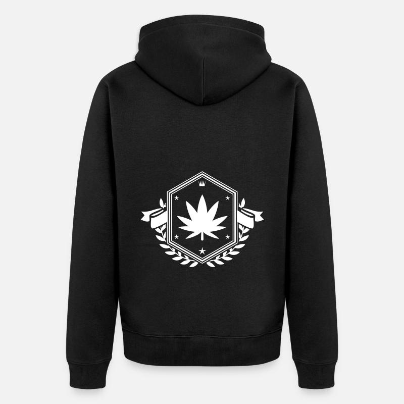 Hanf Blatt Wappen - Unisex Premium Bio Zip Hoodie - Schwarz