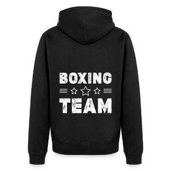 Boxing Team - Unisex Premium Bio Zip Hoodie - Schwarz - Hinten - Nico (187cm)