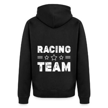Racing Team - Unisex Premium Bio Zip Hoodie - Schwarz - Hinten - Nico (187cm)