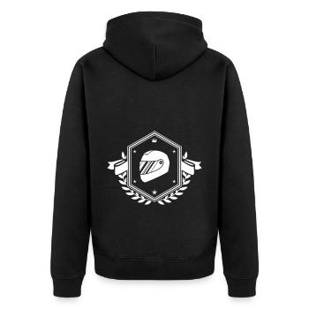 Racer helmet racing crest - Unisex Premium Organic Zip Hoodie - black - Back - Nico (187cm)