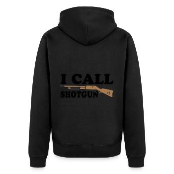 I Call Shotgun 10 - Unisex Premium Bio Zip Hoodie - Schwarz - Hinten - Nico (187cm)