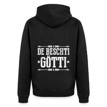 De Beschti Götti Bescht Göti - Unisex Premium Bio Zip Hoodie - Schwarz - Hinten - Nico (187cm)