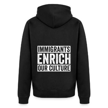 Immigrants Culture Immigration Lovers Proud - Veste à capuche bio Premium Unisexe - noir - Dos - Nico (187cm)