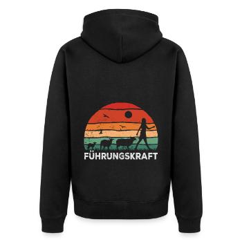 Schäferin Schaf Damen Retro Führungskraft Schafe - Unisex Premium Bio Zip Hoodie - Schwarz - Hinten - Nico (187cm)