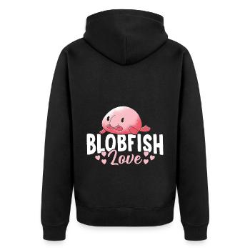 Blobfish Love Blobfishes Besitzer Liebhaber Fisch - Unisex Premium Bio Zip Hoodie - Schwarz - Hinten - Nico (187cm)