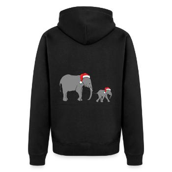 elefant mutter und kind mit weihnachtsmütze - Unisex Premium Bio Zip Hoodie - Schwarz - Hinten - Nico (187cm)