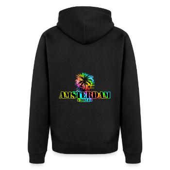 Amsterdam 2024 Holiday Colorful - Unisex Premium Organic Zip Hoodie - black - Back - Nico (187cm)