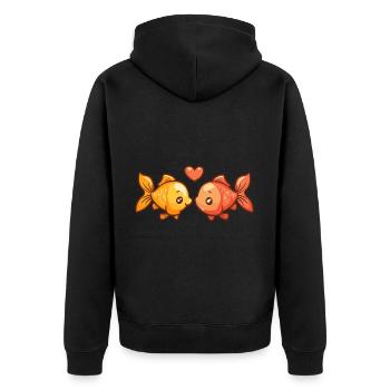 Goldfische Paar Fische Verliebt Tier Valentinstag - Unisex Premium Bio Zip Hoodie - Schwarz - Hinten - Nico (187cm)