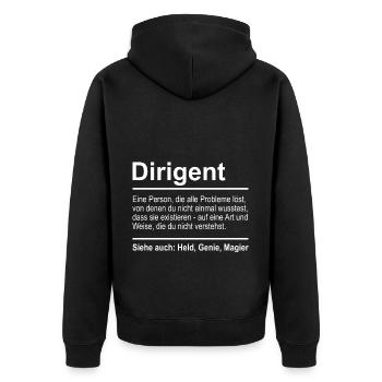 Dirigent - Unisex Premium Bio Zip Hoodie - Schwarz - Hinten - Nico (187cm)