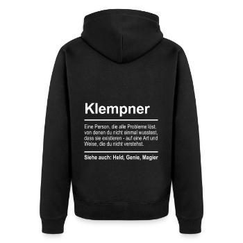 Plumber - Unisex Premium Organic Zip Hoodie - black - Back - Nico (187cm)