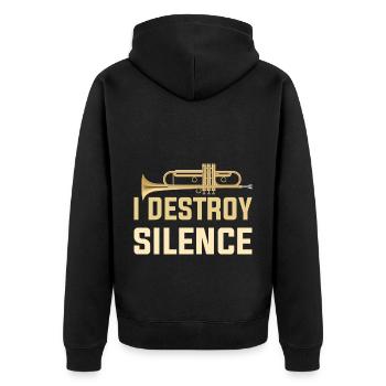 I Destroy Silence Drôle de joueur de trombone marchant - Veste à capuche bio Premium Unisexe - noir - Dos - Nico (187cm)