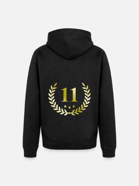 11 Numero corona - Felpa con cappuccio ecologica premium unisex - nero