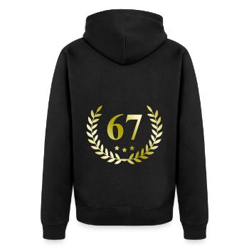 67 Number wreath - Unisex Premium Organic Zip Hoodie - black - Back - Nico (187cm)