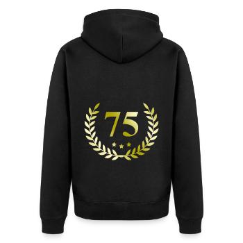 75 Number wreath - Unisex Premium Organic Zip Hoodie - black - Back - Nico (187cm)