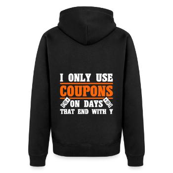 Coupon Shopper Discount Couponer Discount Sale - Unisex Premium Organic Zip Hoodie - black - Back - Nico (187cm)