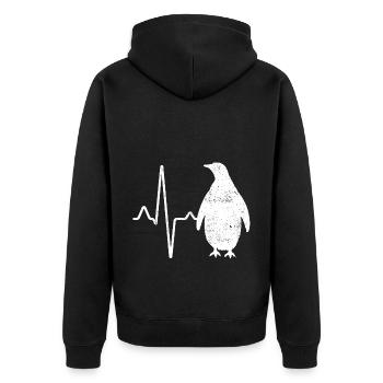 Pinguin Herzschlag - Unisex Premium Bio Zip Hoodie - Schwarz - Hinten - Nico (187cm)