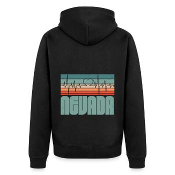 Retro Nevada USA Staat Amerika Nevadan Carson City - Unisex Premium Bio Zip Hoodie - Schwarz - Hinten - Nico (187cm)