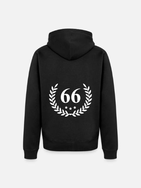 66 Number Wreath - Unisex Premium Organic Zip Hoodie - black