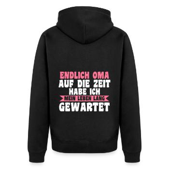 Großmutter Großmama Omi Oma - Unisex Premium Bio Zip Hoodie - Schwarz - Hinten - Nico (187cm)