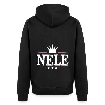 Nele - Unisex Premium Bio Zip Hoodie - Schwarz - Hinten - Nico (187cm)