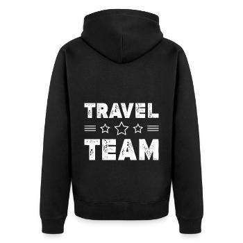 Travel Team - Unisex Premium Bio Zip Hoodie - Schwarz - Hinten - Nico (187cm)