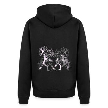 Himmlisch Wildpferde Hengst Reiter Pferdenarr - Unisex Premium Bio Zip Hoodie - Schwarz - Hinten - Nico (187cm)